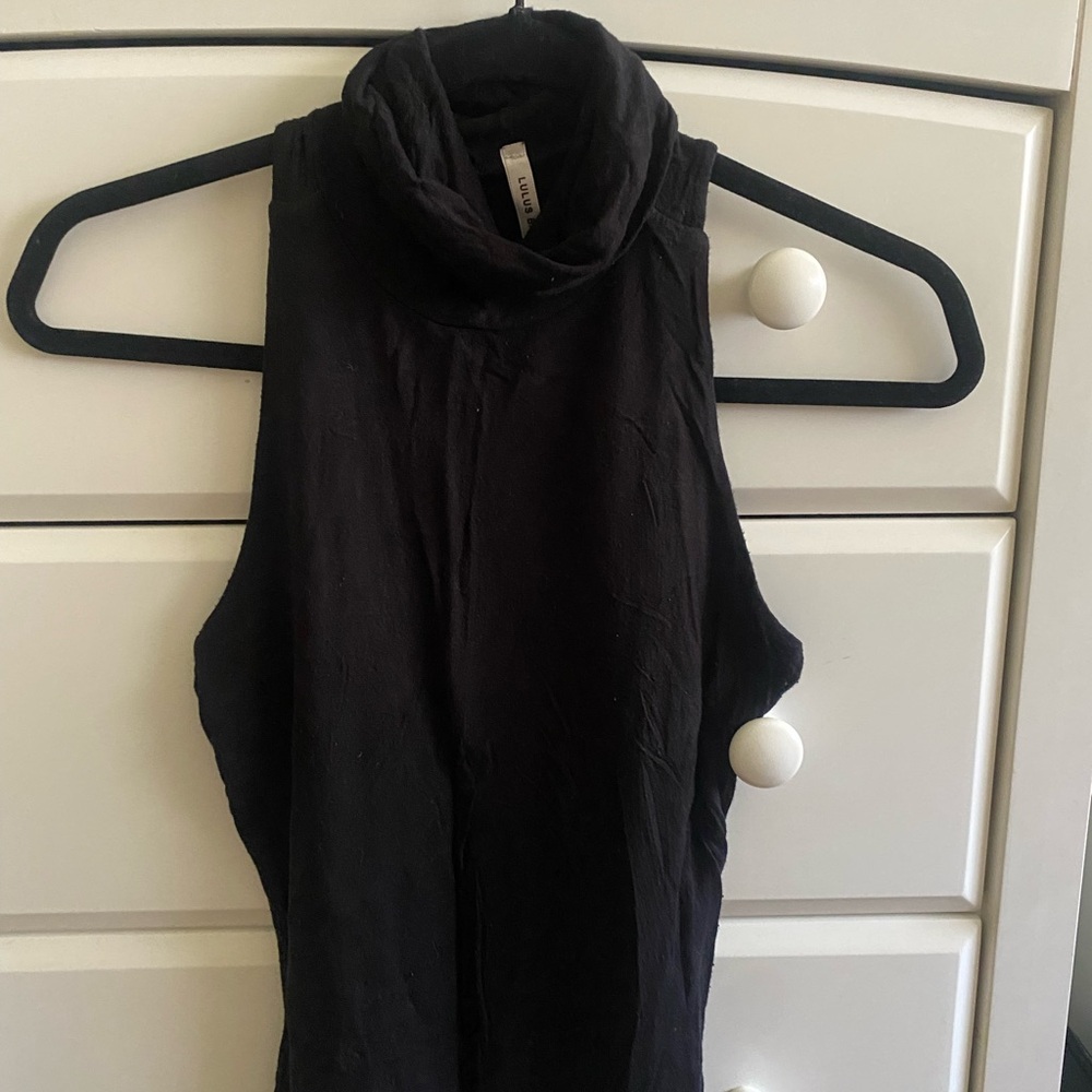 Lulu's Elegant Black High Neck Sleeveless Top